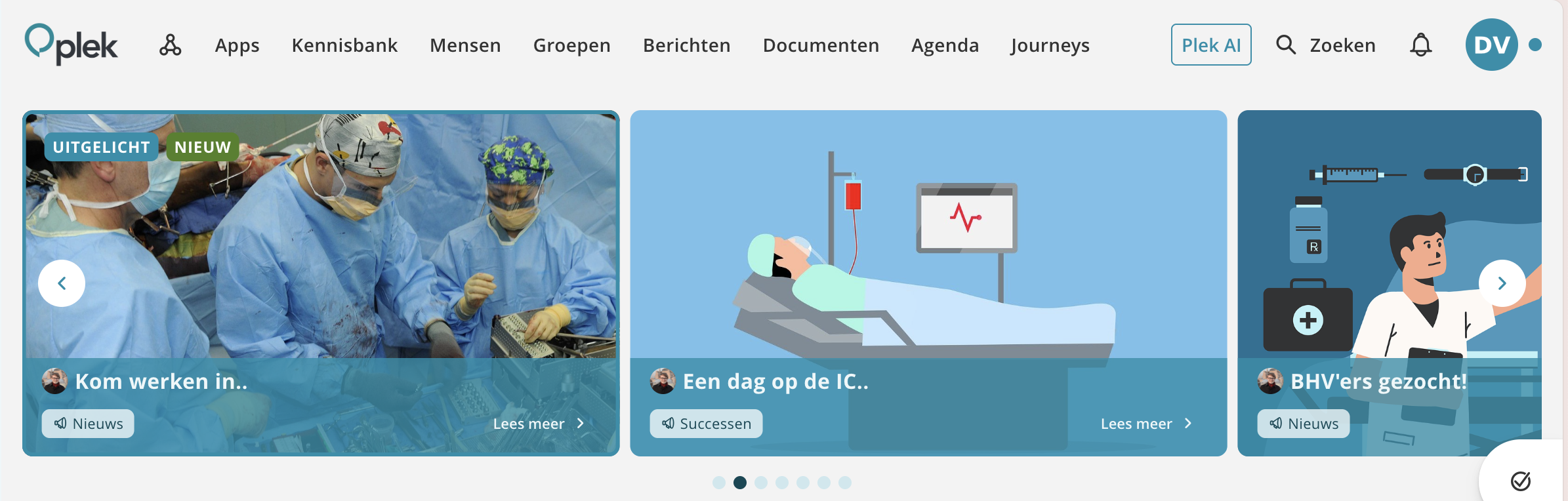 Voorbeeld van de nieuwe carrouselweergave van het 'belangrijk nieuws'-overzicht