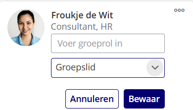 Menu Wijzig gebruiker bij een groepslid