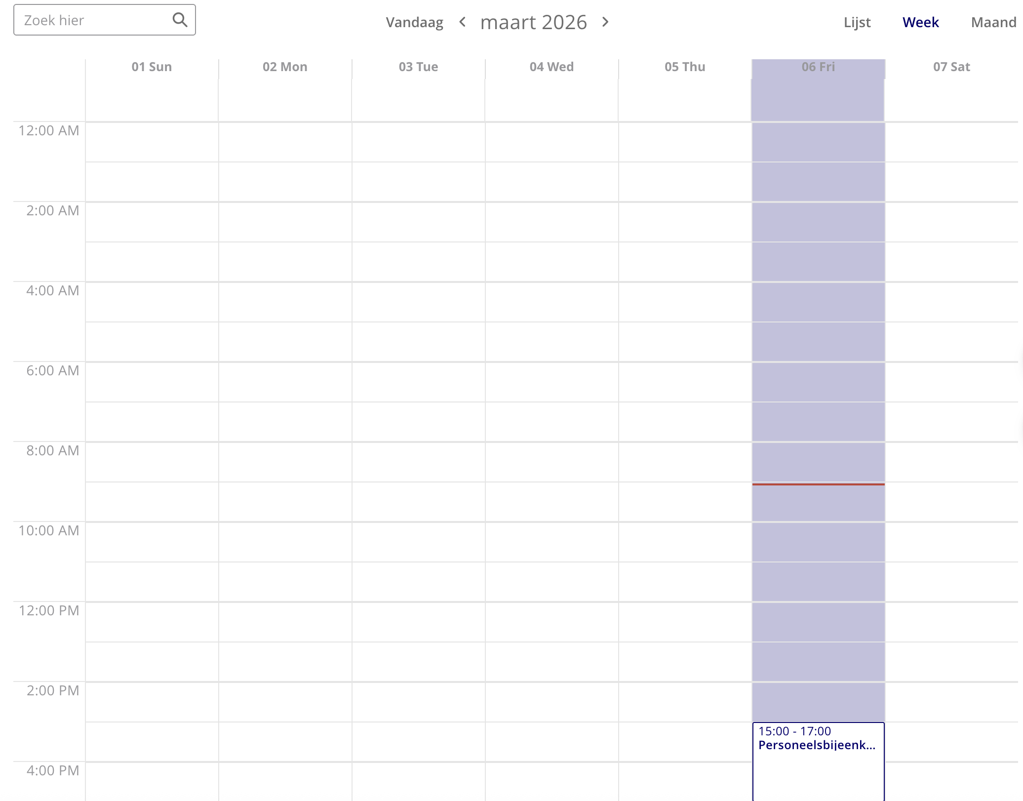 Agenda in weekweergave