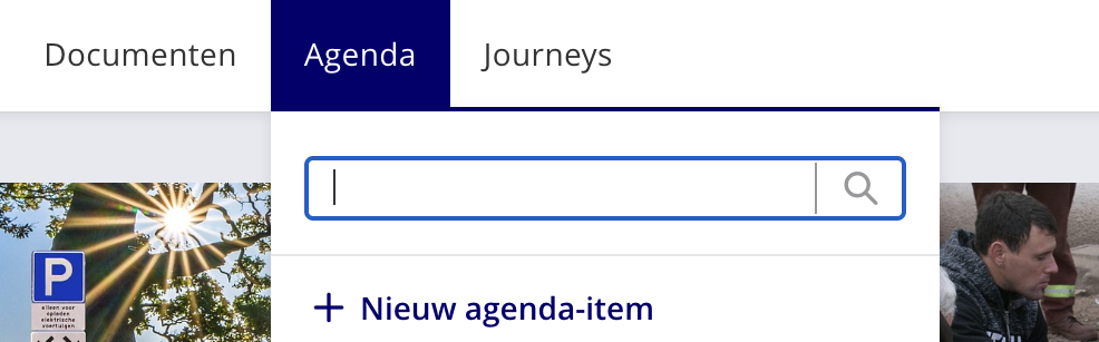 Menubalk met het menu-item Agenda gemarkeerd