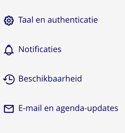 Uitklapmenu rechtsboven met de optie Instellingen geopend