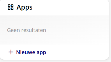 Knop '+ Nieuwe app' in het onderdeel Apps van de groep.