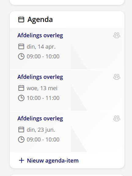 The 'New calendar item' button below the calendar in the right-hand column of a group.