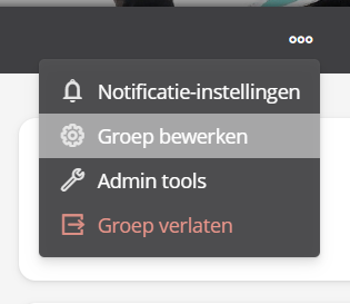 The top-right menu within a group with the 'Edit group' option.