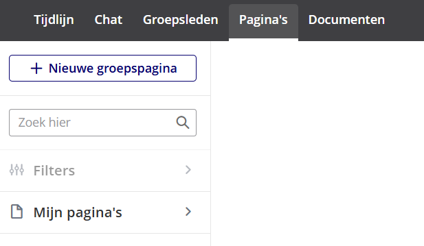 Tabblad 'Pagina's' in de groepsmenubalk.