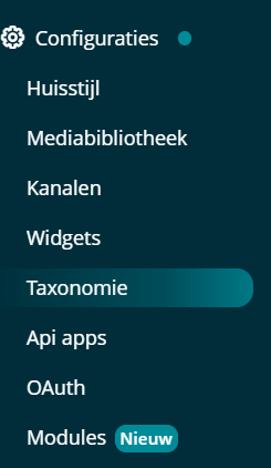 De knop '+ Nieuw' in het taxonomie-overzicht in het Admin panel